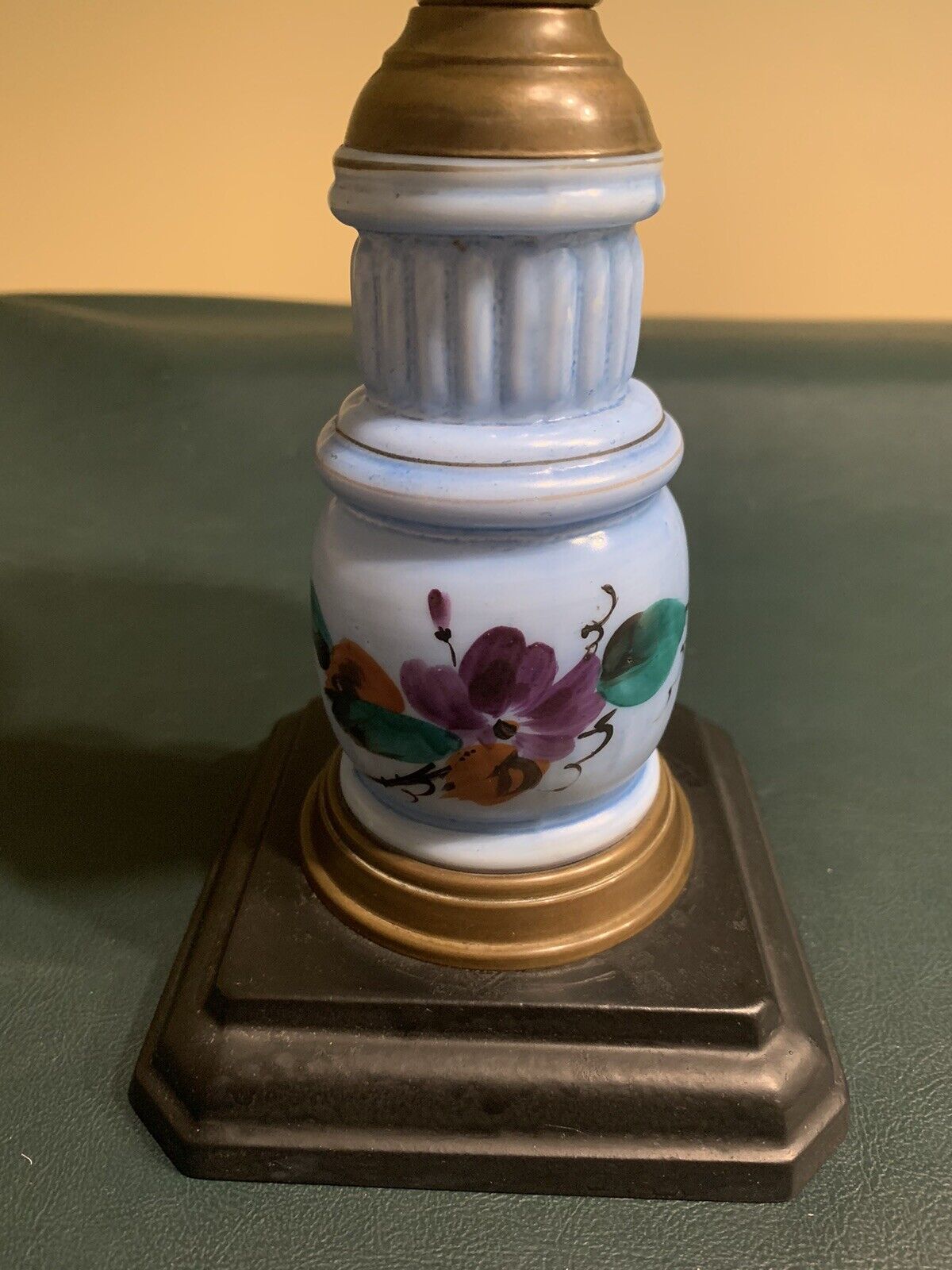 1800’s Sawtooth Oil Lamp-Hand painted 23” with chimney-Ready To Use-EUC