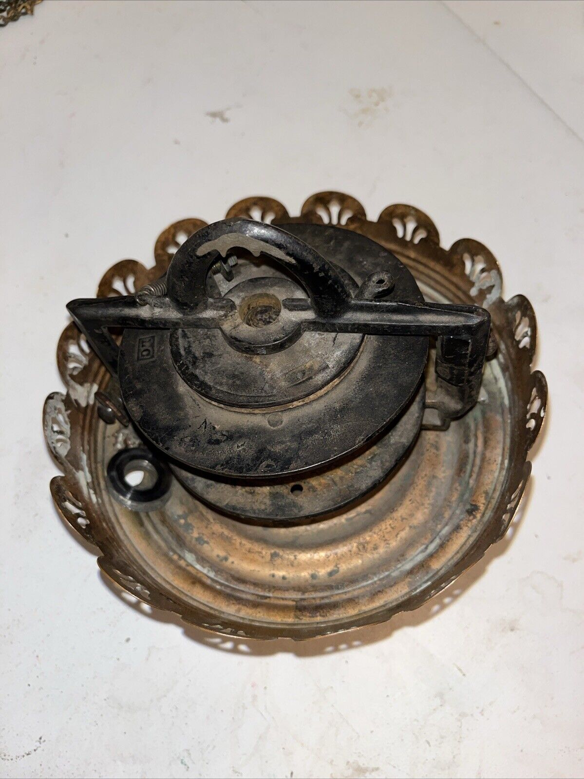 Victorian Hanging Oil Lamp Fixture Library Ceiling Pulldown Canopy Clutch 1800s