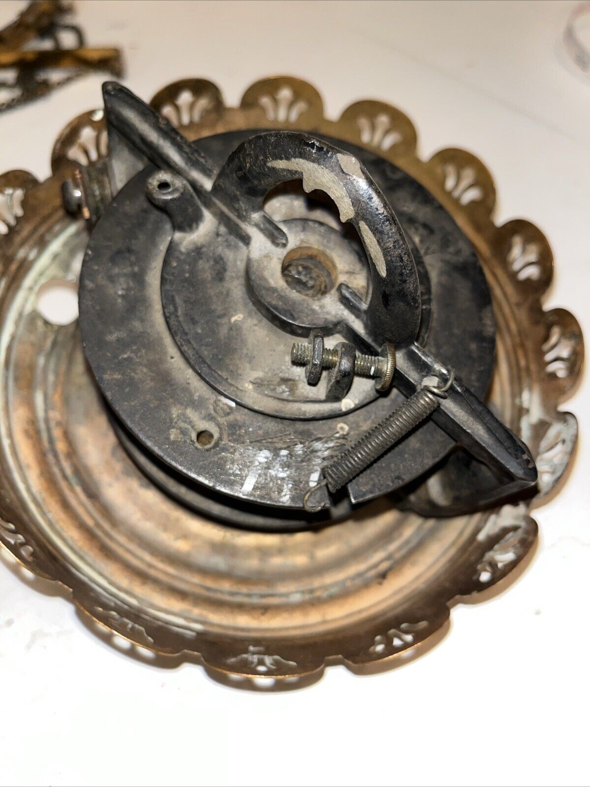 Victorian Hanging Oil Lamp Fixture Library Ceiling Pulldown Canopy Clutch 1800s