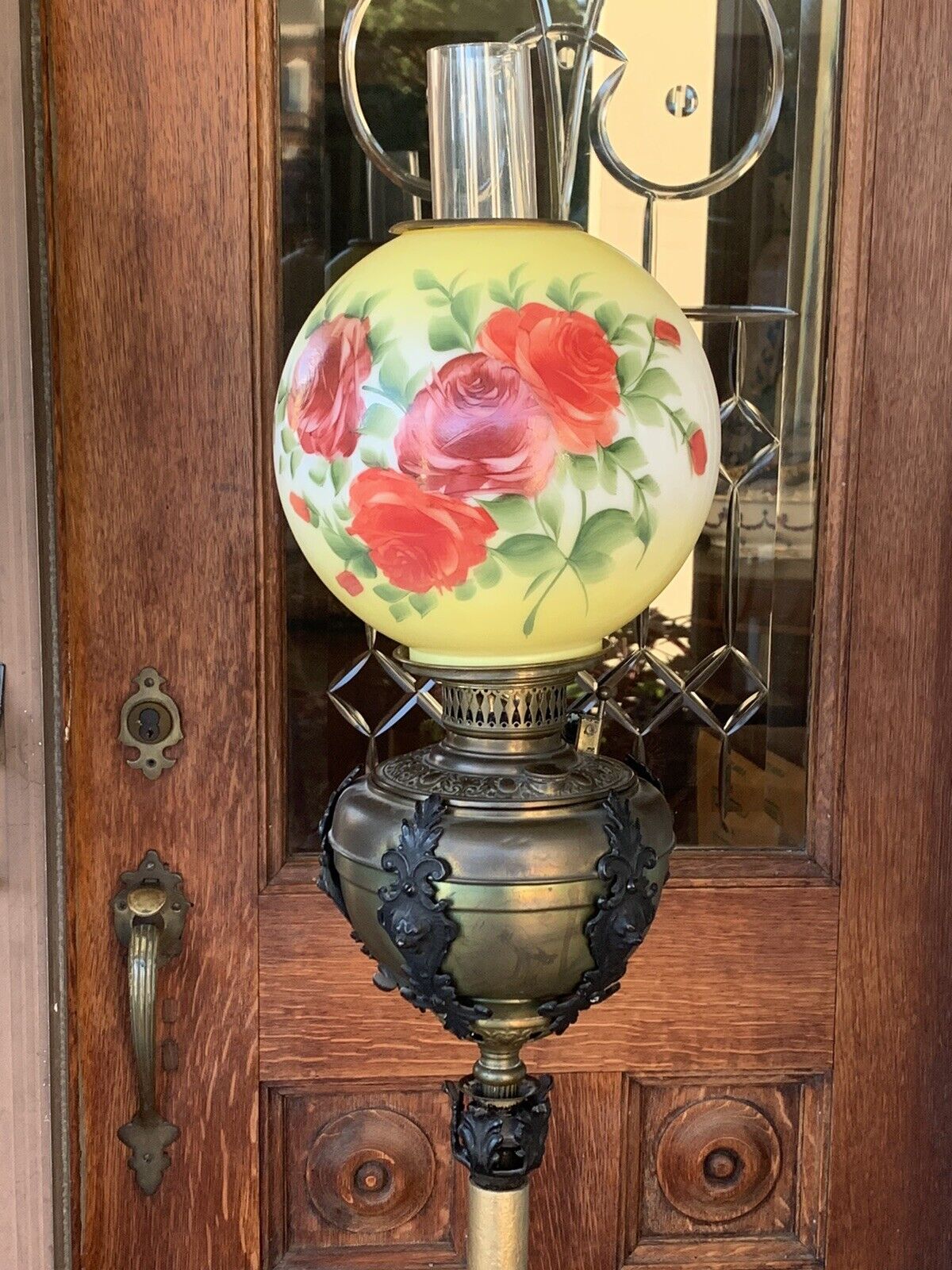 ANTIQUE 1800s ORIGINAL GWTW BRADLEY HUBBARD VICTORIAN PIANO FLOOR OIL LAMP