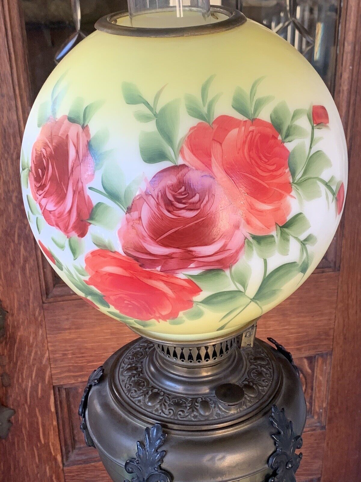 ANTIQUE 1800s ORIGINAL GWTW BRADLEY HUBBARD VICTORIAN PIANO FLOOR OIL LAMP