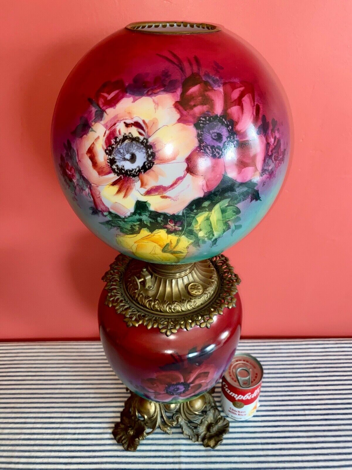 Stunning c. 1900 Antique Parlor GWTW Banquet Lamp FOSTORIA, Victorian