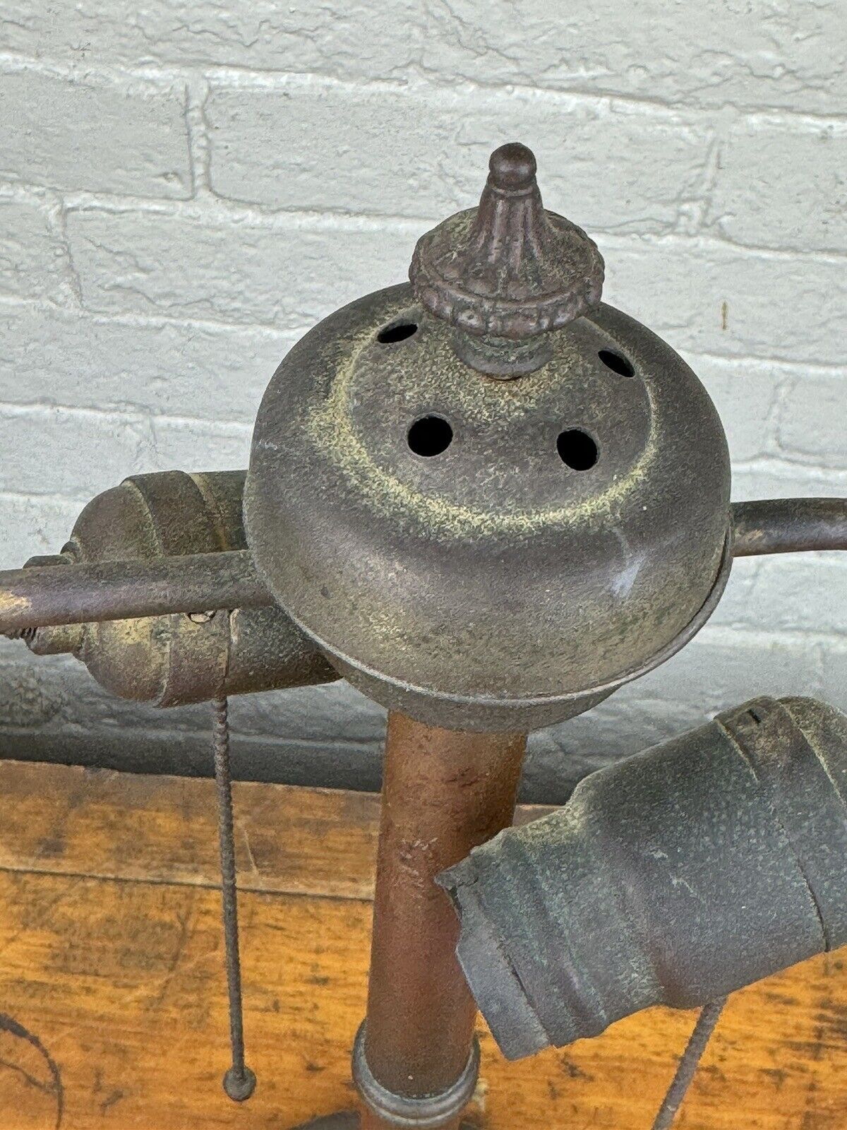 C.1905 Bronze Table Lamp w/ Hubbell Sockets (Mica) & Actual ACORN Pull Chains!!!