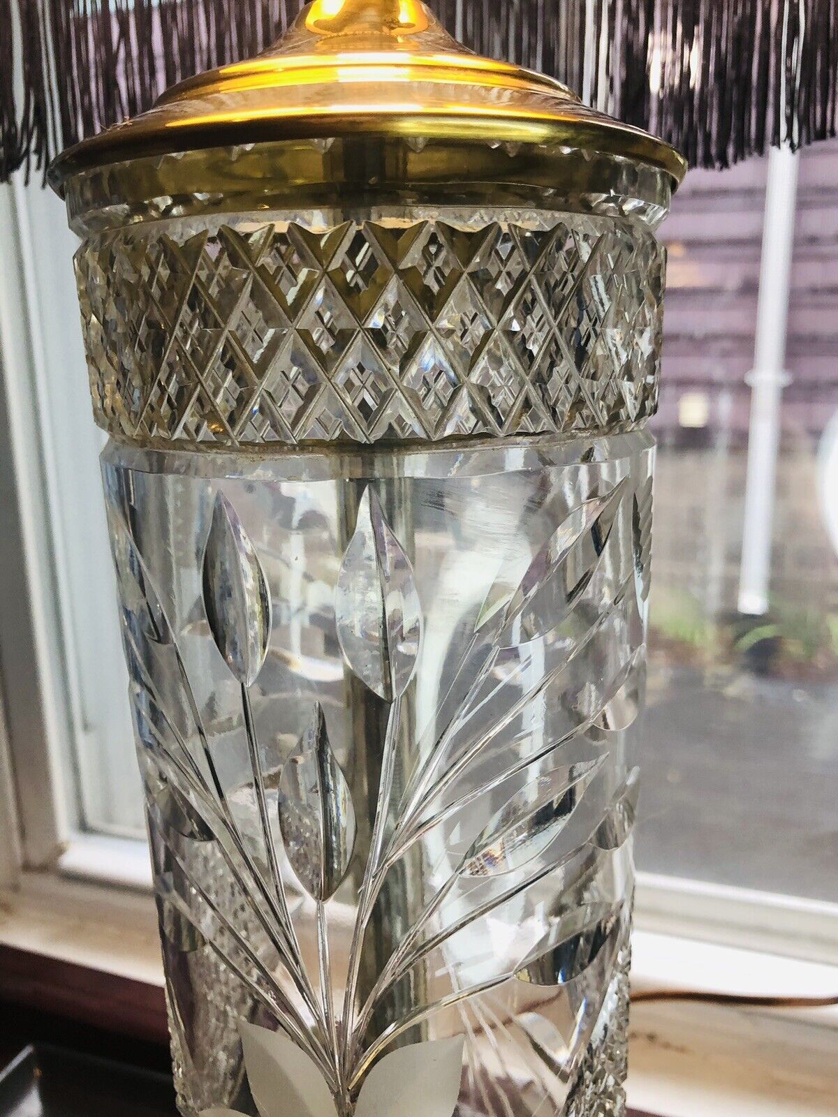 1900’s Art Deco Mckee Innovations Brilliant Cut Floral Brass Electrical Lamp