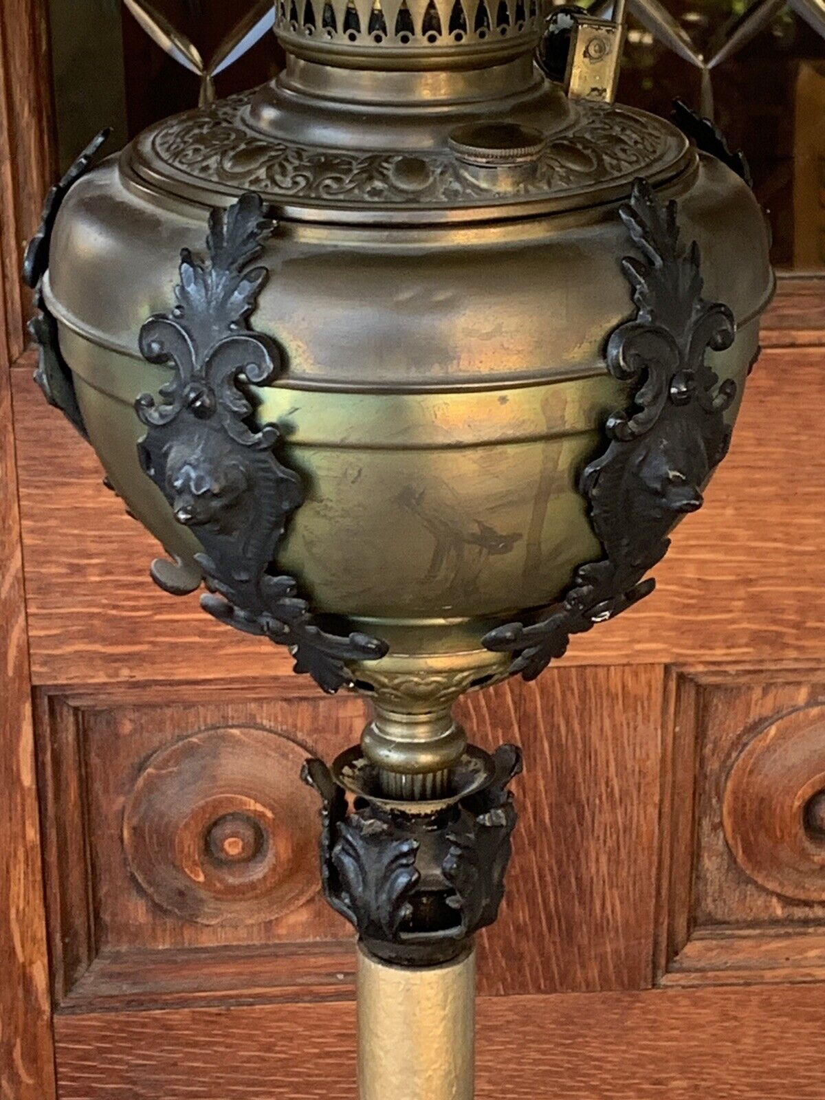 ANTIQUE 1800s ORIGINAL GWTW BRADLEY HUBBARD VICTORIAN PIANO FLOOR OIL LAMP