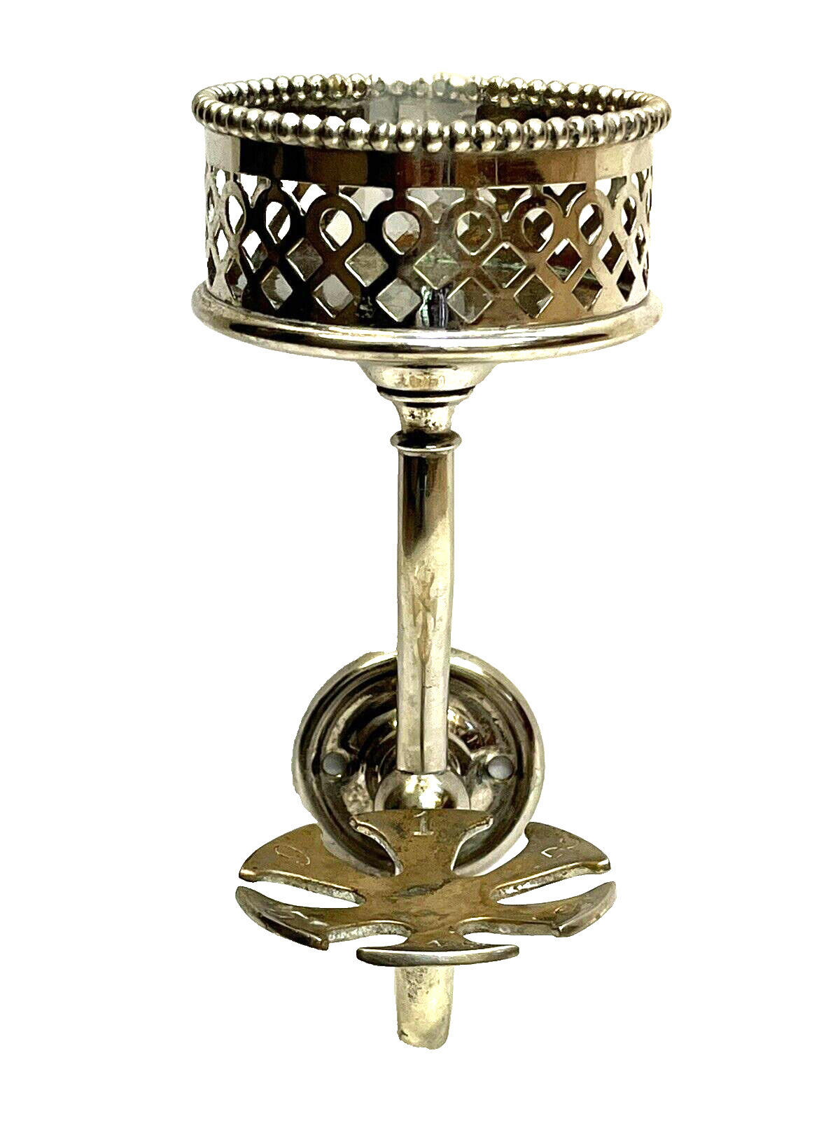 Antique Early 1900s Brass Nickel Plate Bathroom Tumbler Toothbrush Holder SILVER