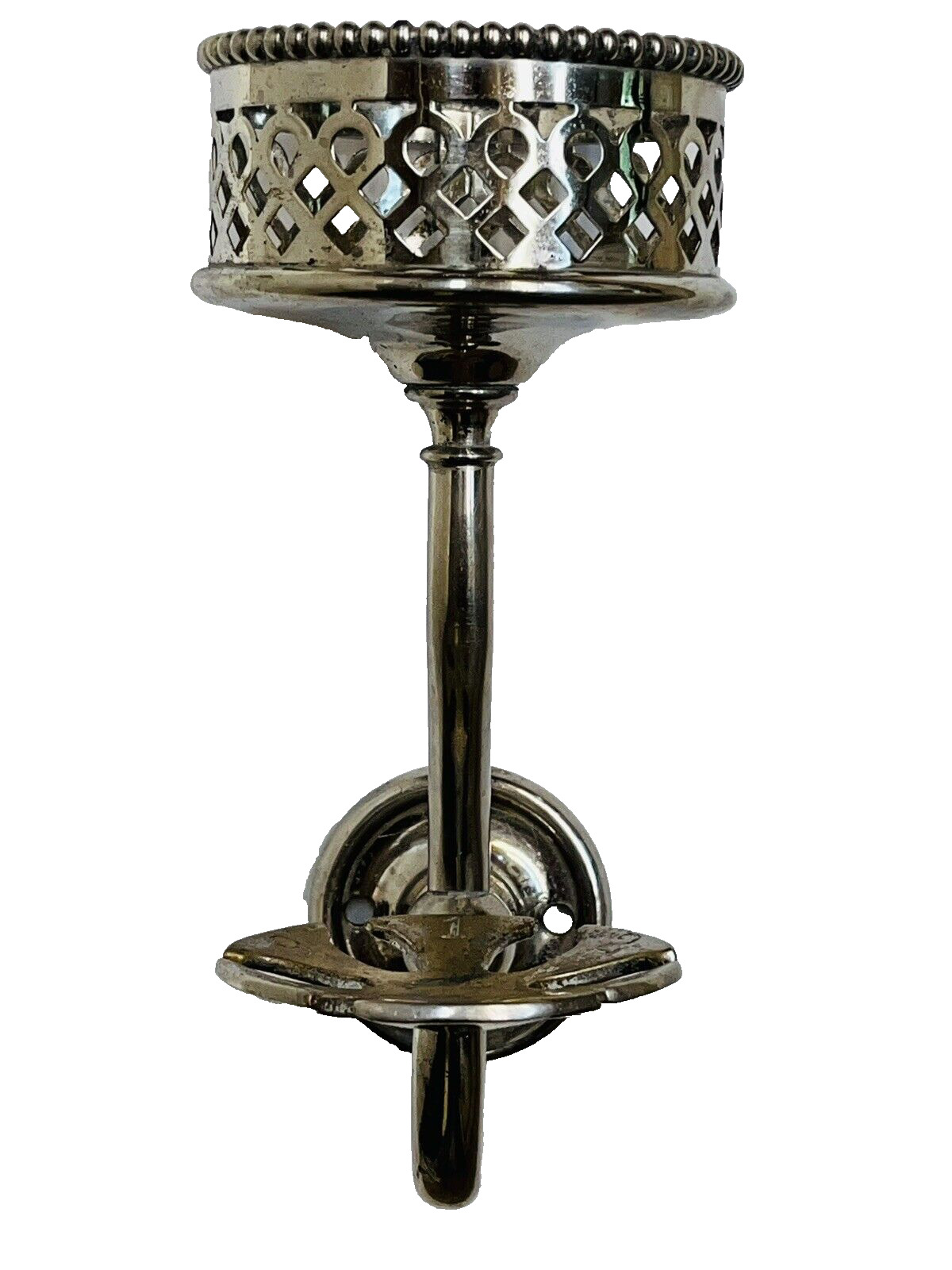 Antique Early 1900s Brass Nickel Plate Bathroom Tumbler Toothbrush Holder SILVER