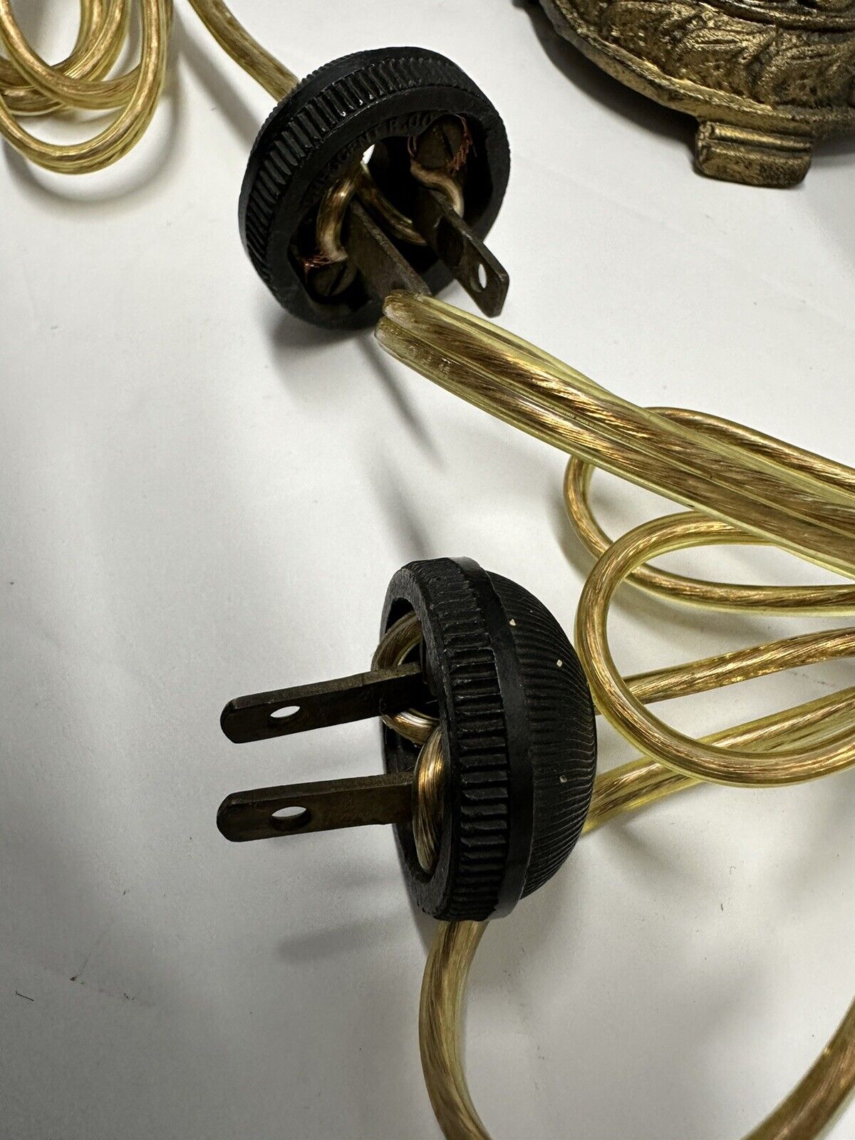 PAIR (2) Antique 1900s Art Nouveau Cast Iron Crescent Model 7069 Lamps Crystals