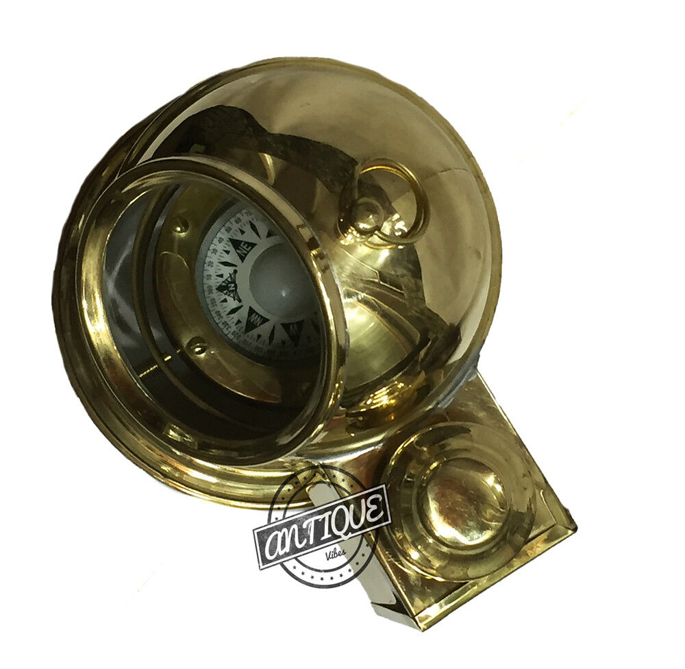 US Maritime Ship Yacht Binnacle Compass Tabletop Antique Brass Oil Lamp Nautical