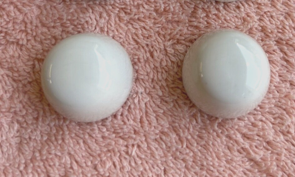 Authentic Antique Farmhouse Porcelain White Round Toilet Bolt Caps  14/16"