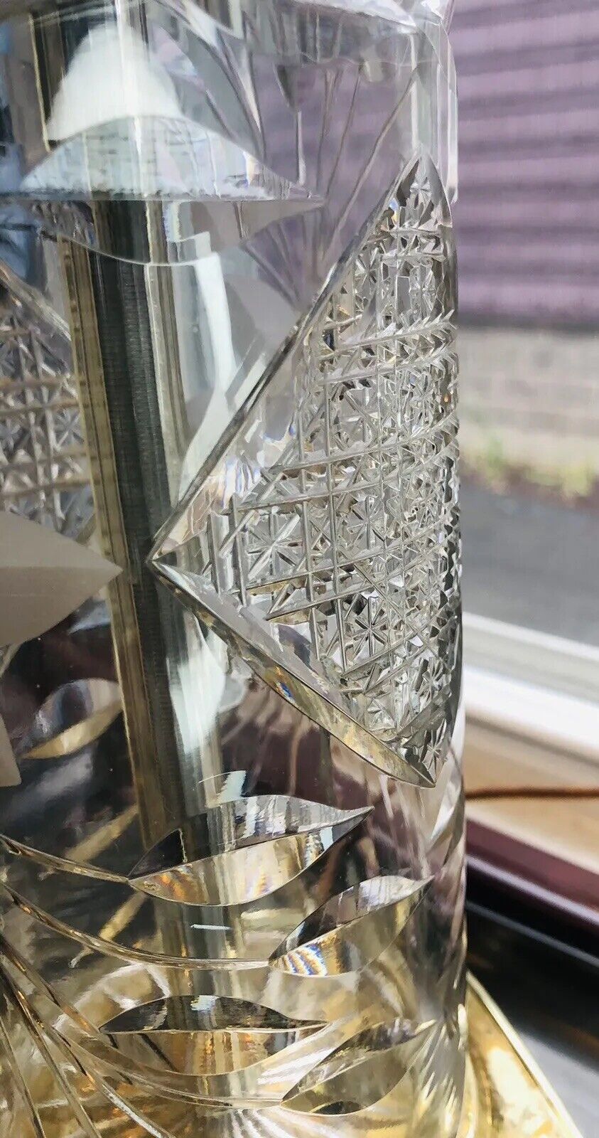 1900’s Art Deco Mckee Innovations Brilliant Cut Floral Brass Electrical Lamp