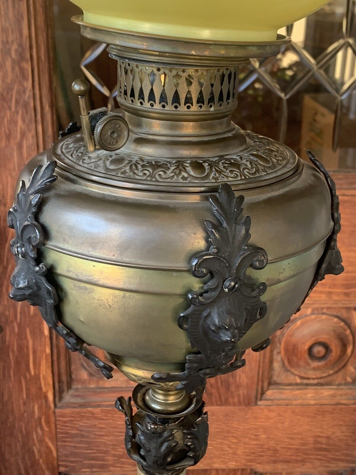 ANTIQUE 1800s ORIGINAL GWTW BRADLEY HUBBARD VICTORIAN PIANO FLOOR OIL LAMP