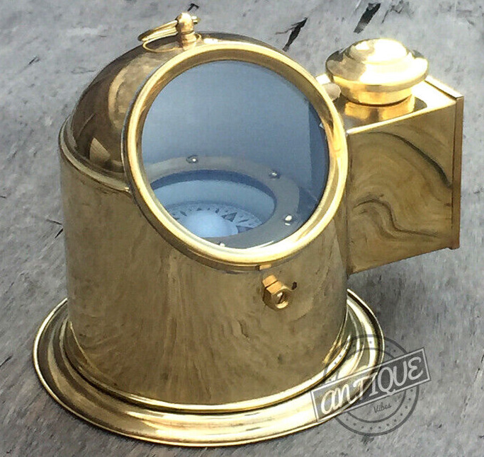Vintage Boat Navigation Nautical Oil Lamp Gimbals Binnacle Compass Ship Decor US