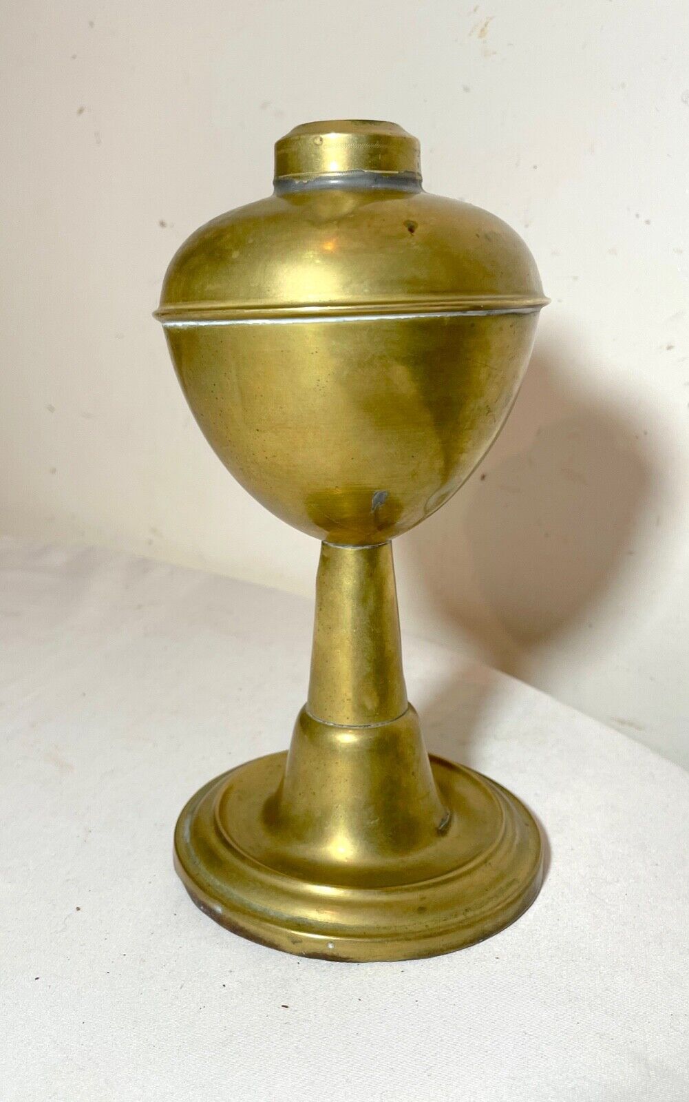 rare antique 18th century brass figural whale oil lamp 1700's weighted bottom