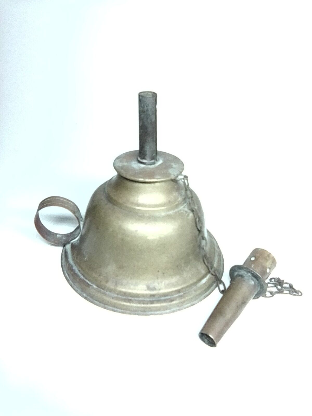 Antique Brass Single Burner Whale Oil Finger Lamp Early 1800's