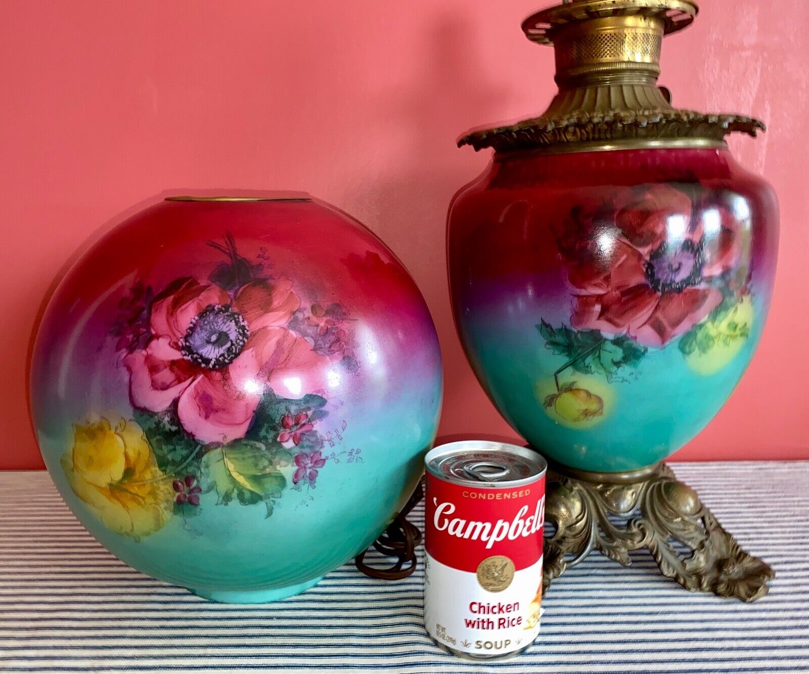 Stunning c. 1900 Antique Parlor GWTW Banquet Lamp FOSTORIA, Victorian