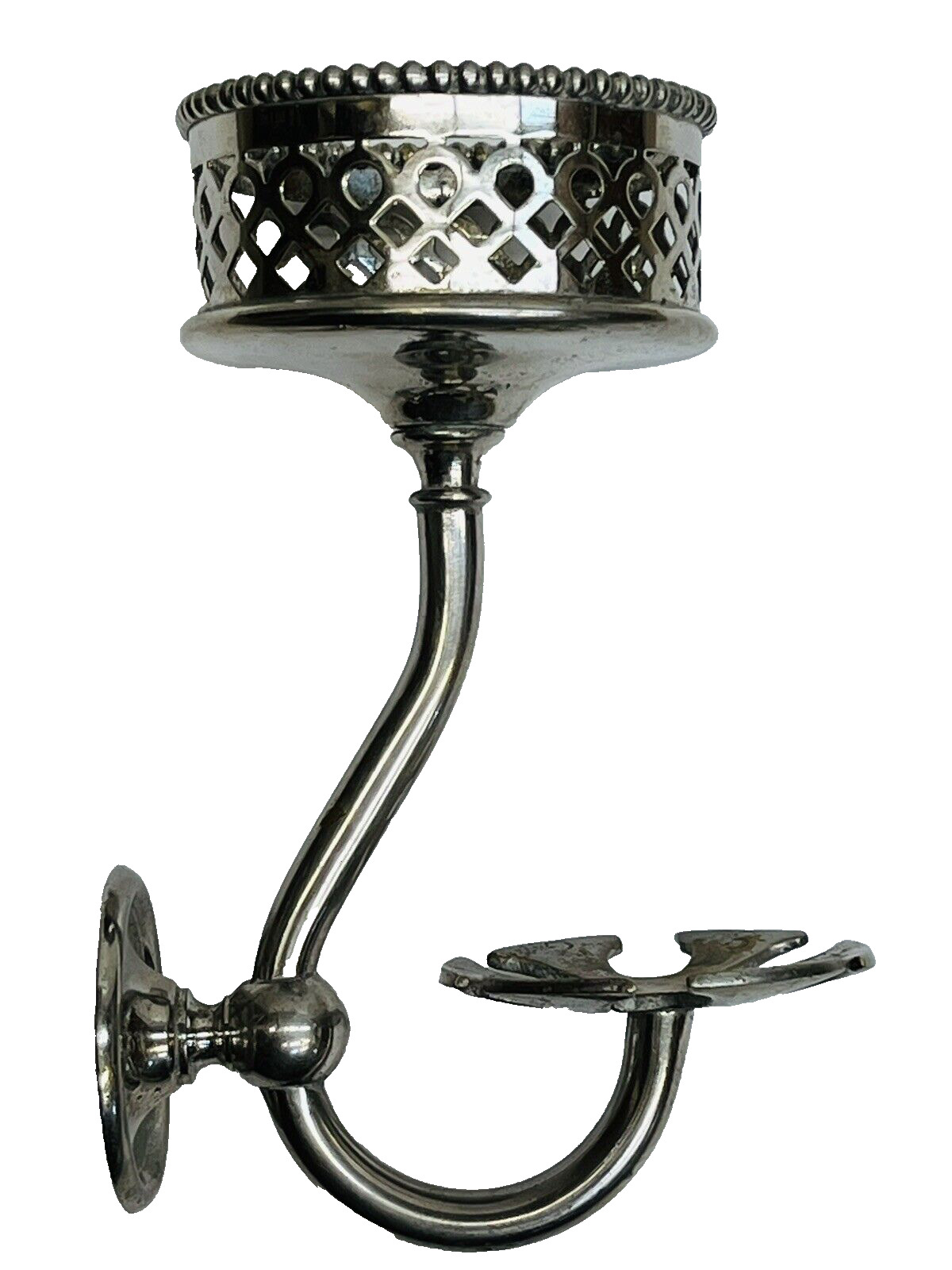 Antique Early 1900s Brass Nickel Plate Bathroom Tumbler Toothbrush Holder SILVER