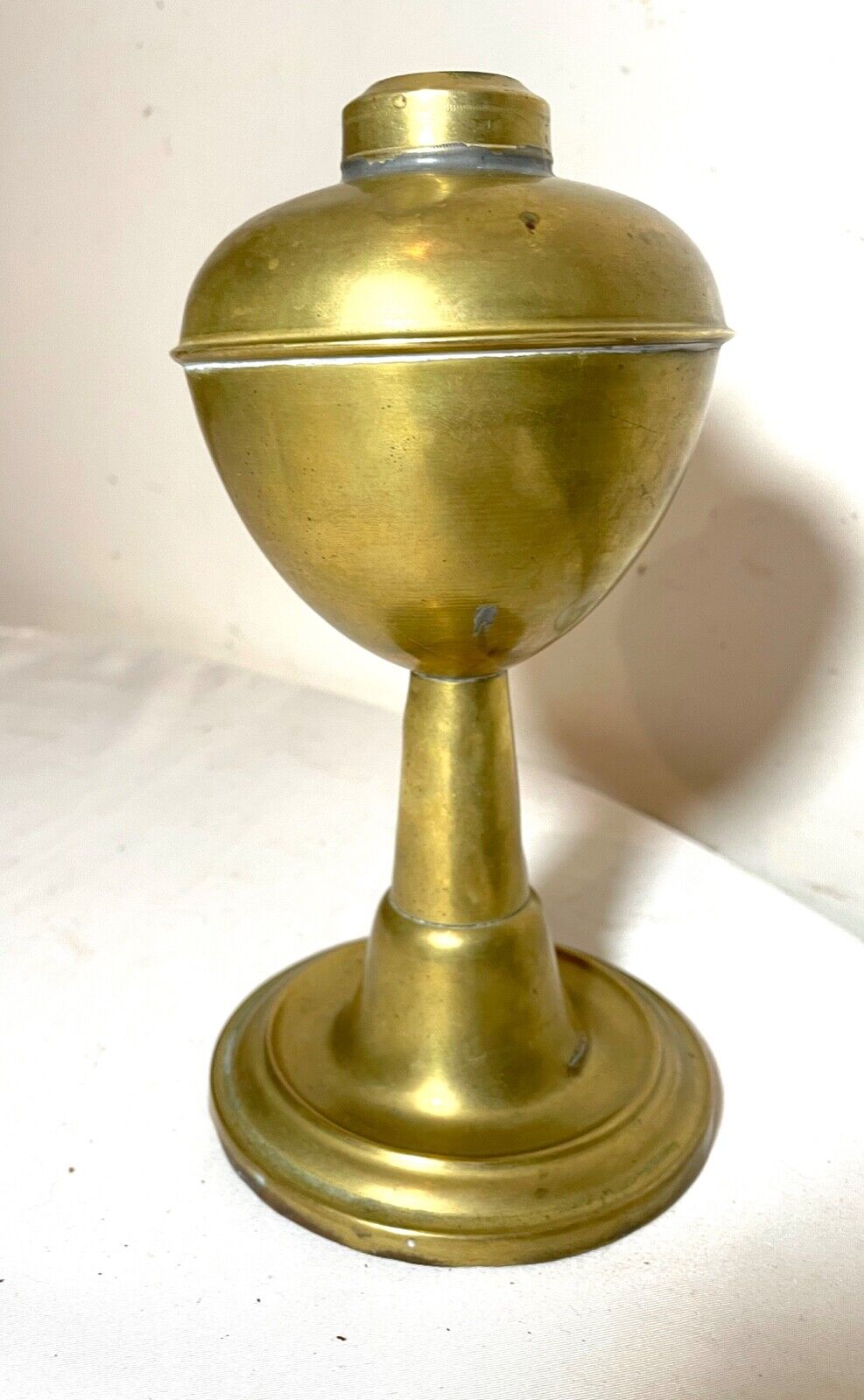 rare antique 18th century brass figural whale oil lamp 1700's weighted bottom