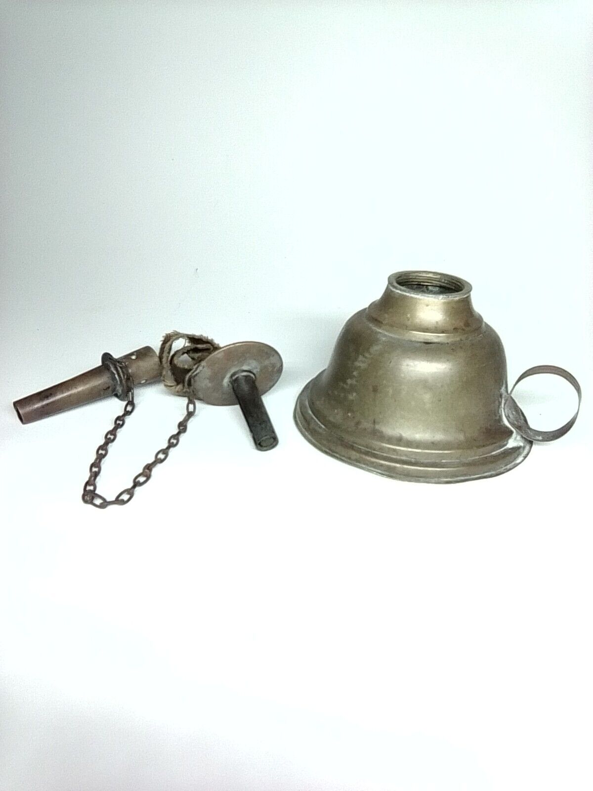 Antique Brass Single Burner Whale Oil Finger Lamp Early 1800's