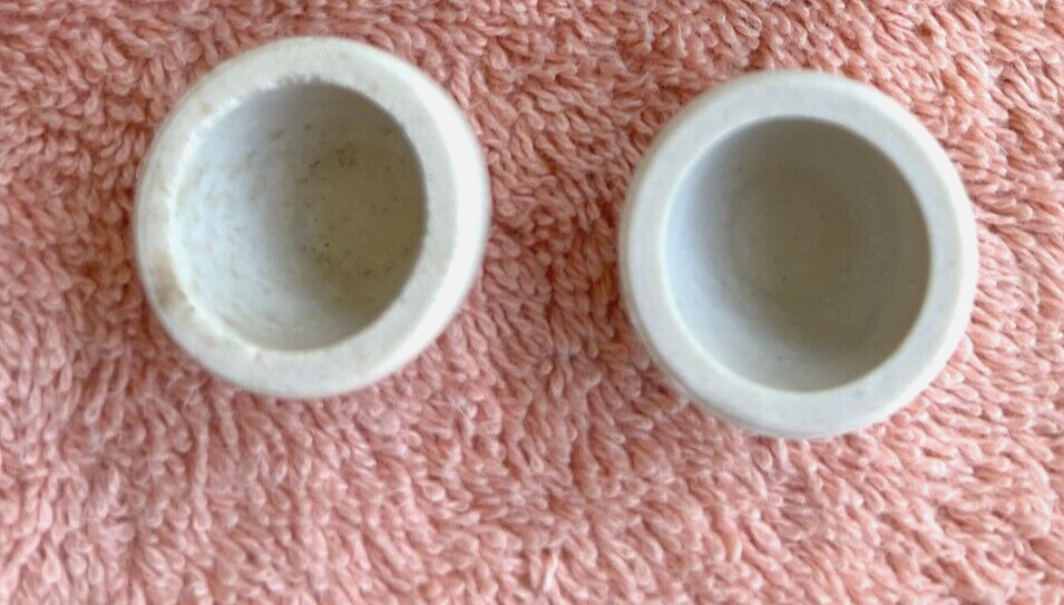 Authentic Antique Farmhouse Porcelain White Round Toilet Bolt Caps  14/16"