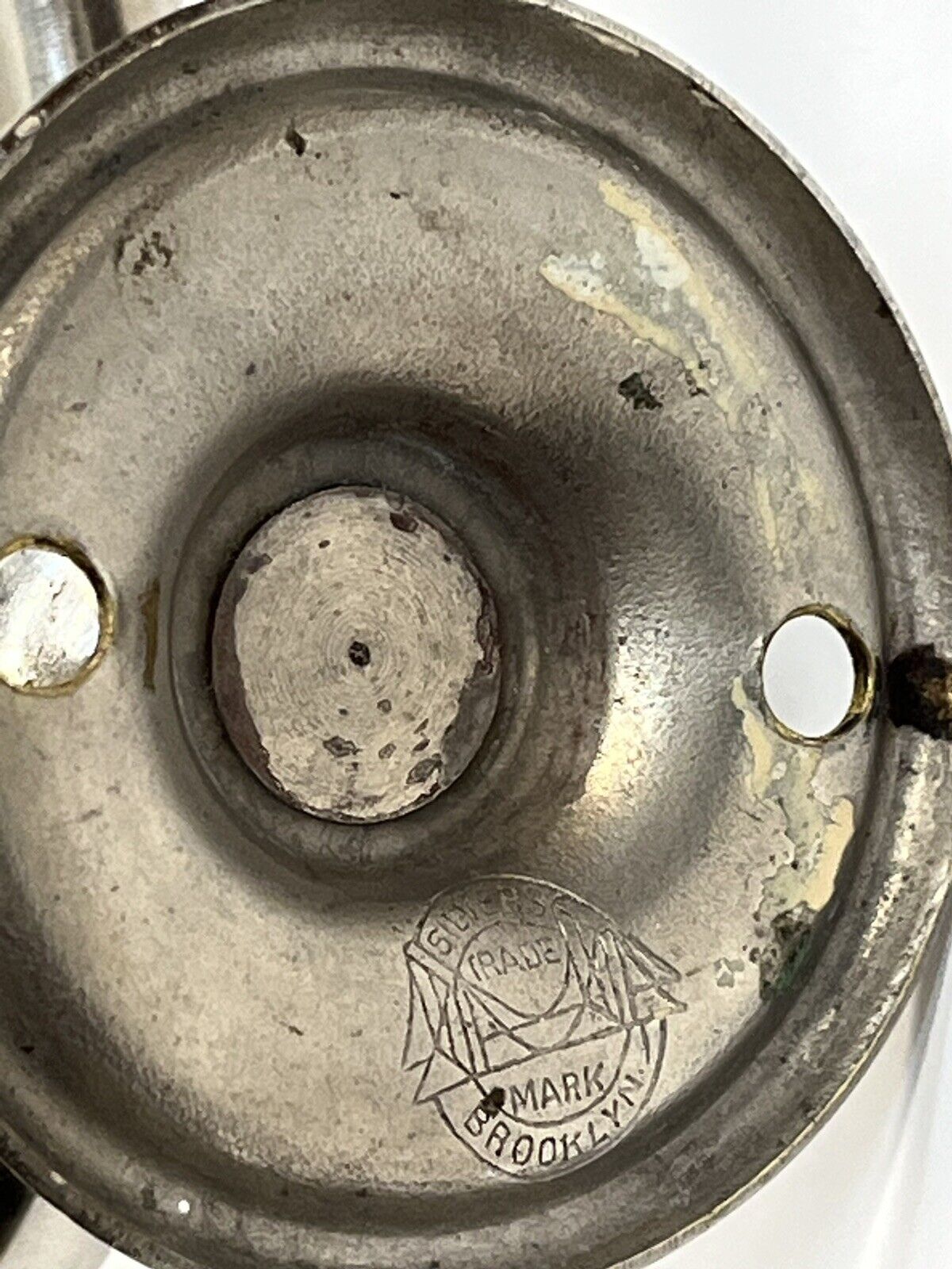 Antique Early 1900s Brass Nickel Plate Bathroom Tumbler Toothbrush Holder SILVER