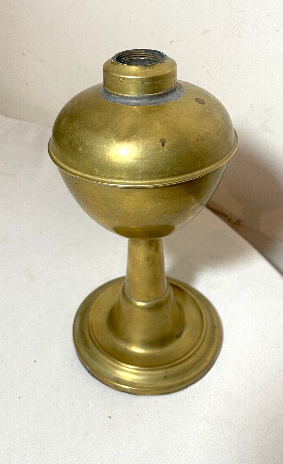 rare antique 18th century brass figural whale oil lamp 1700's weighted bottom