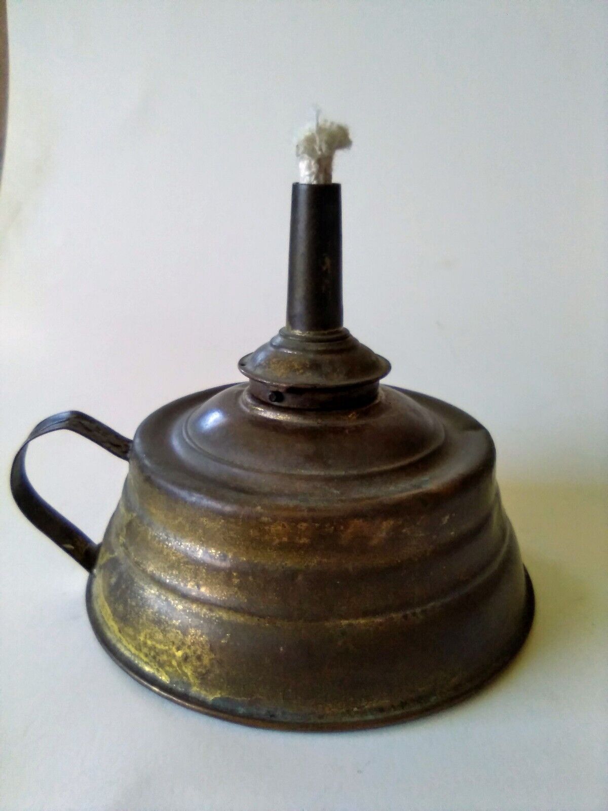 Antique E. Miller Small Single Burner Oil Finger Lamp Mid 1800's