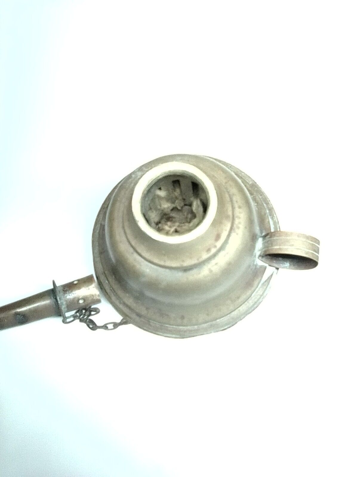 Antique Brass Single Burner Whale Oil Finger Lamp Early 1800's