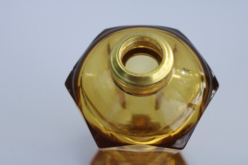 antique amber glass oil lamp Boston & Sandwich glass 1800s vintage flint glass