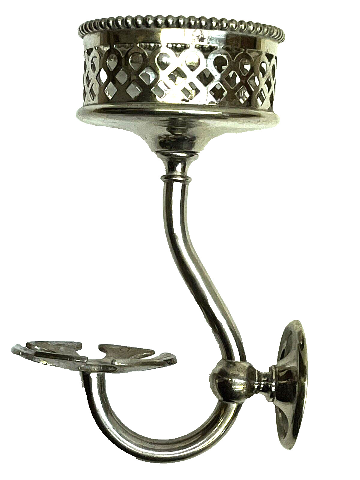 Antique Early 1900s Brass Nickel Plate Bathroom Tumbler Toothbrush Holder SILVER