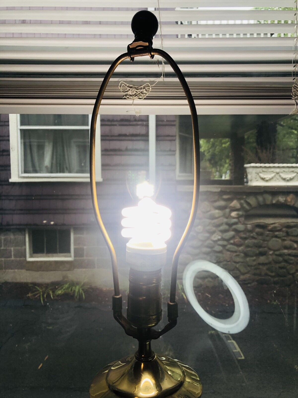 1900’s Art Deco Mckee Innovations Brilliant Cut Floral Brass Electrical Lamp