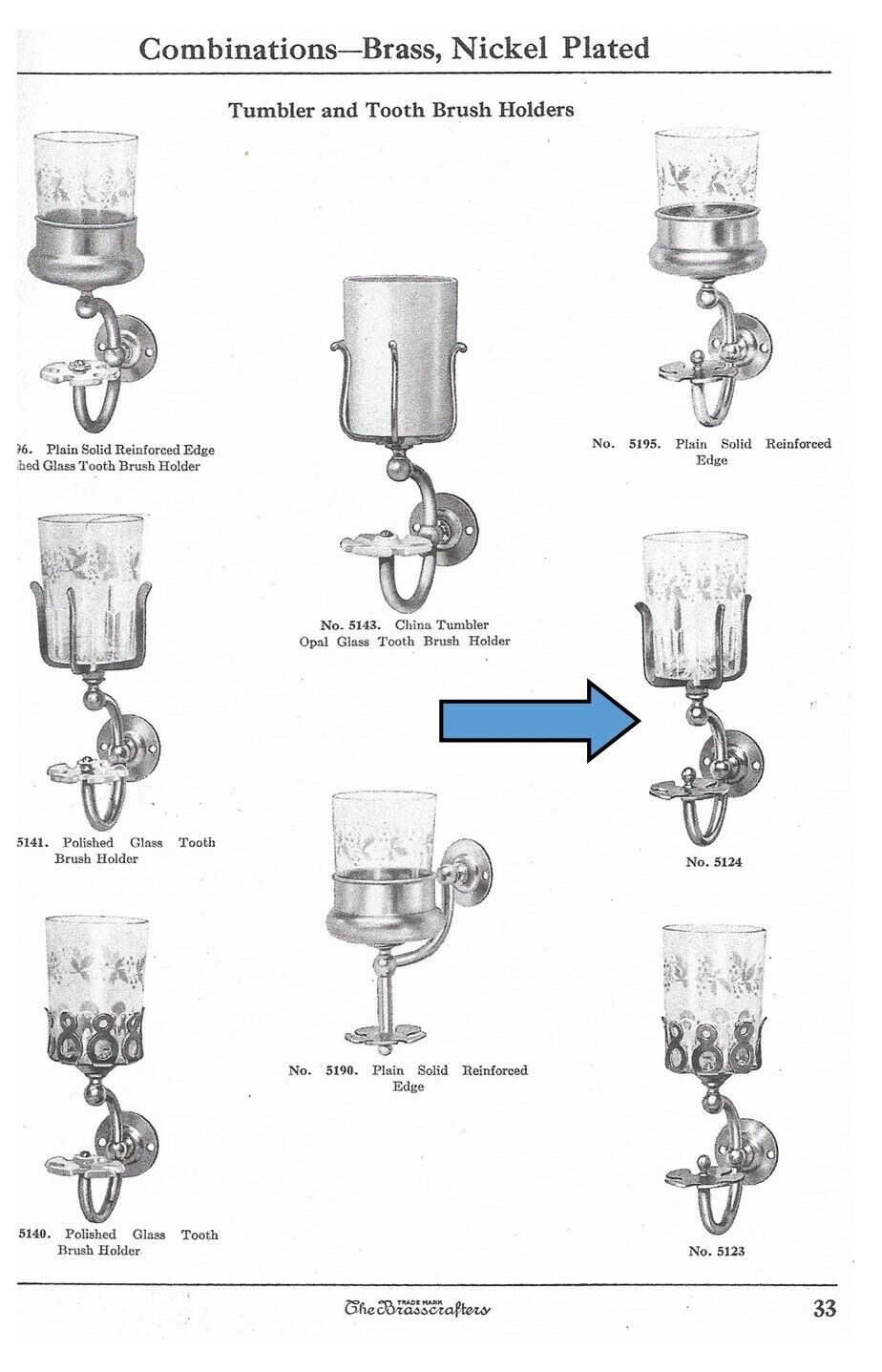 VBP1026 Antique Brasscrafter c1910 Nickel Plated Brass Tumbler Toothbrush Holder