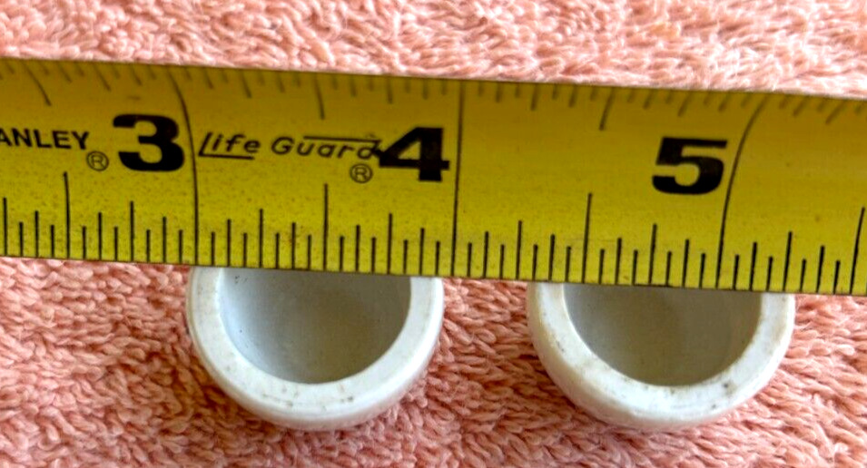 Authentic Antique Farmhouse Porcelain White Round Toilet Bolt Caps  14/16"