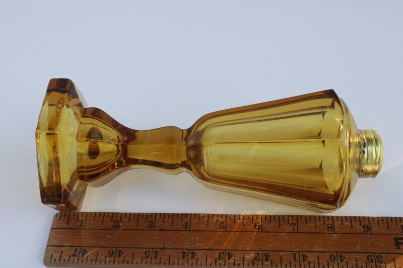 antique amber glass oil lamp Boston & Sandwich glass 1800s vintage flint glass