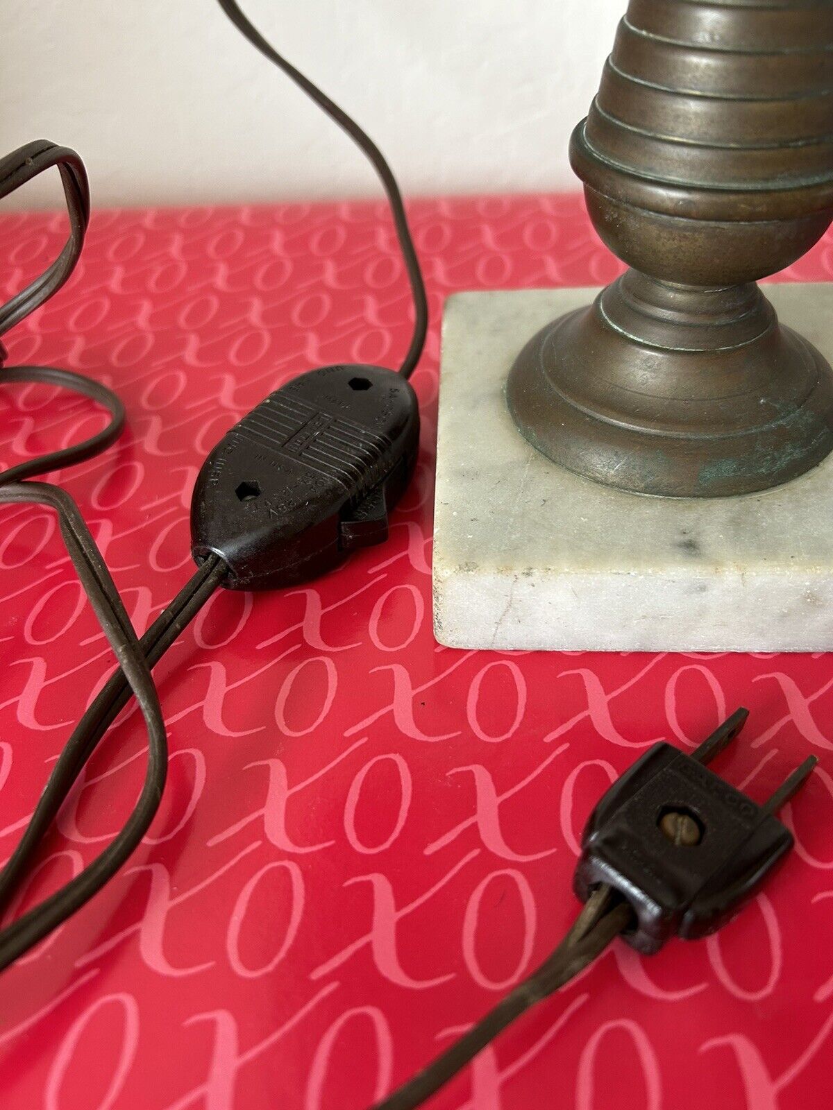 Antique Oil Table Lamp 1800s  Brass Crystal Converted into Electric