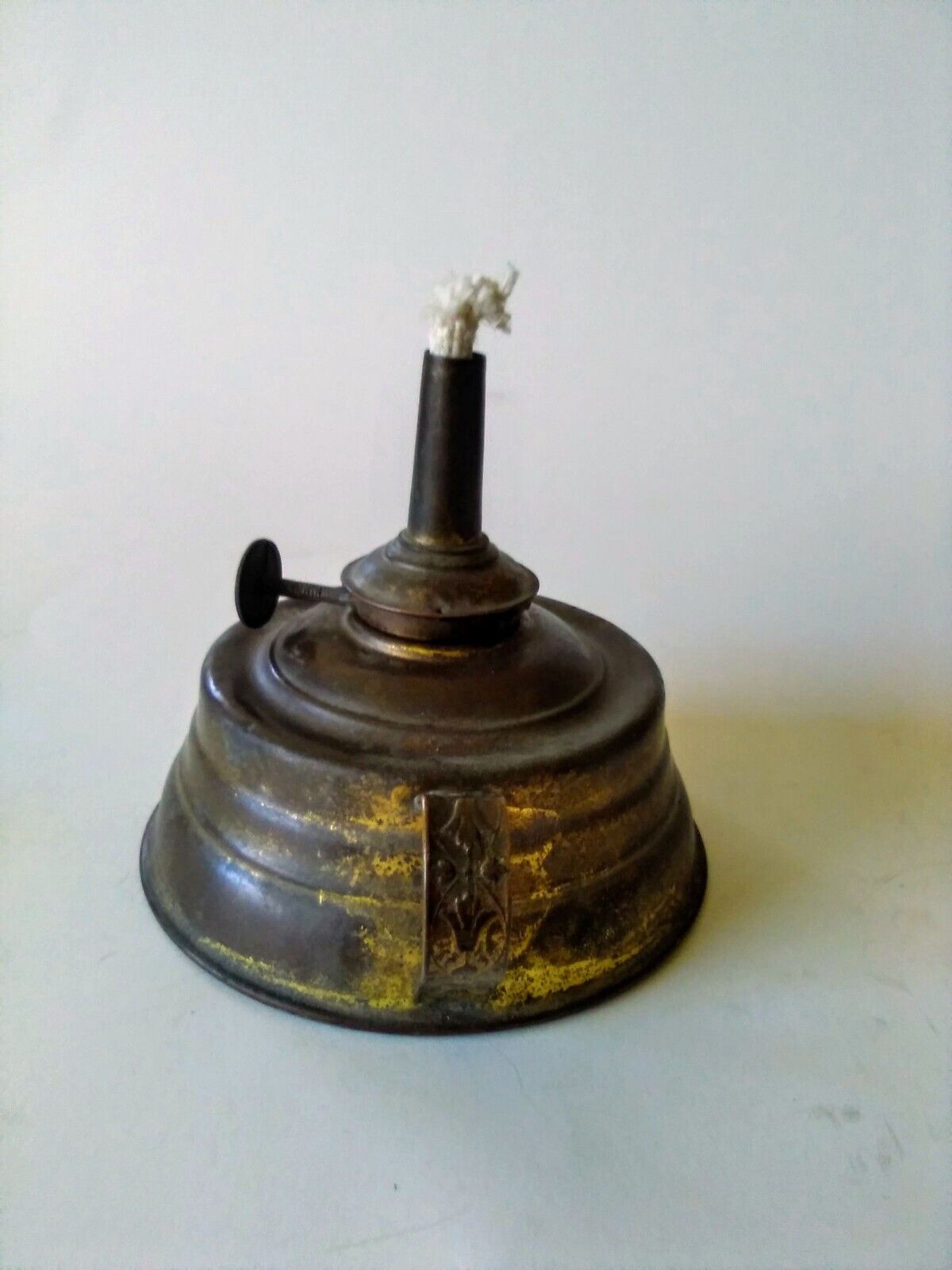 Antique E. Miller Small Single Burner Oil Finger Lamp Mid 1800's