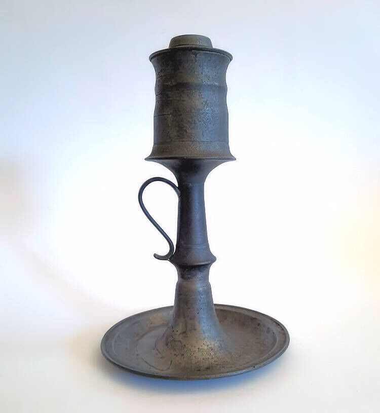 ANTIQUE 1800's PEWTER WHALE OIL LAMP * GREAT AMERICANA PIECE * NO RESERVE