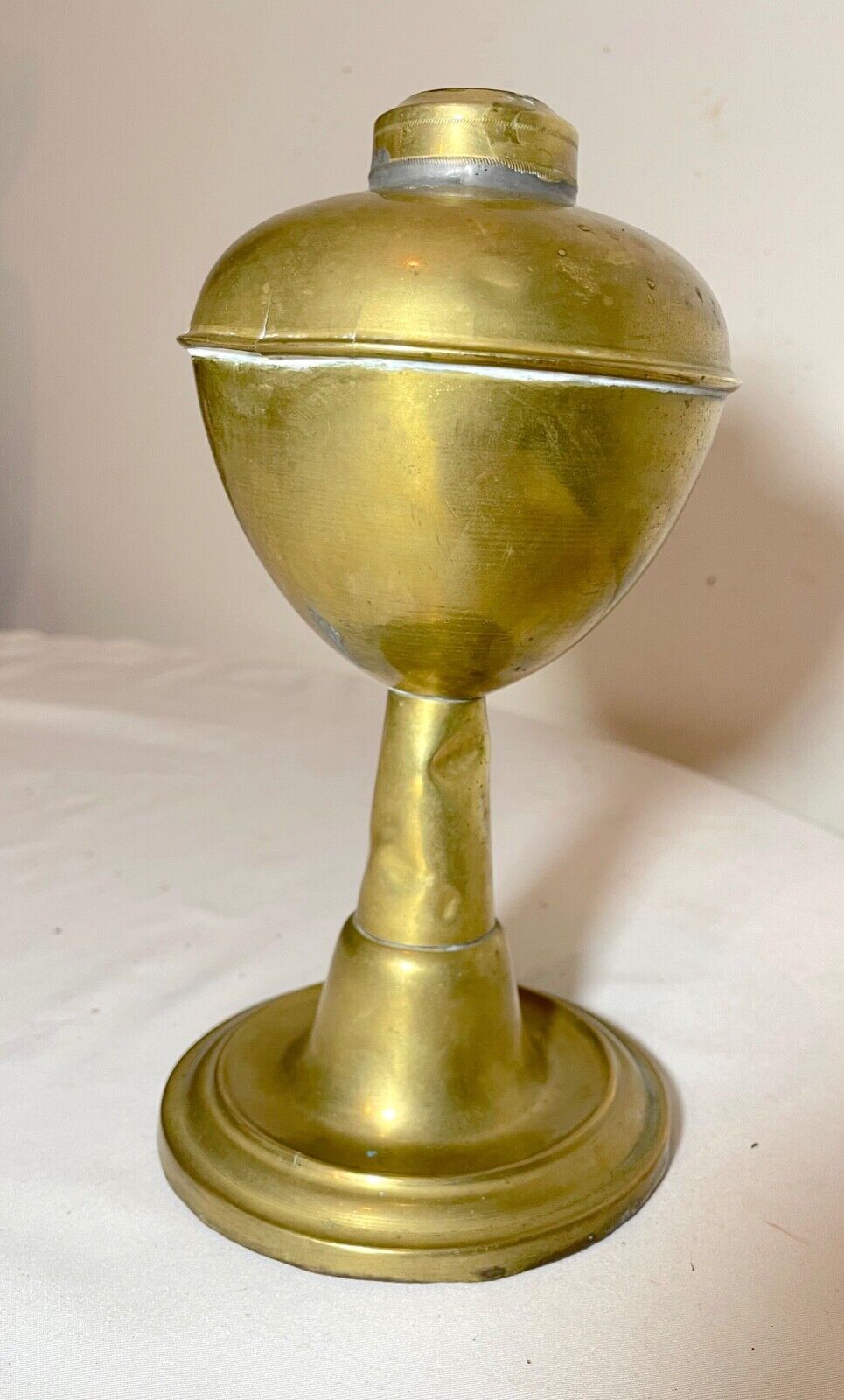 rare antique 18th century brass figural whale oil lamp 1700's weighted bottom