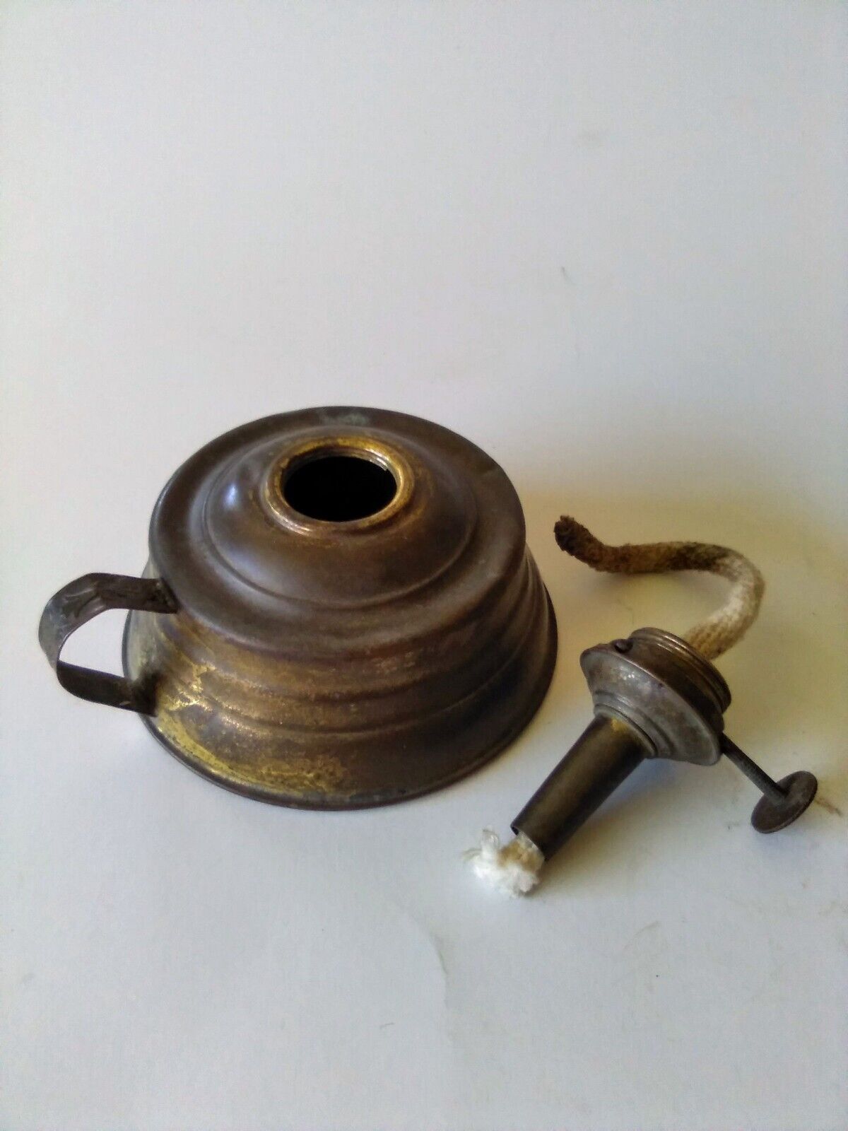 Antique E. Miller Small Single Burner Oil Finger Lamp Mid 1800's