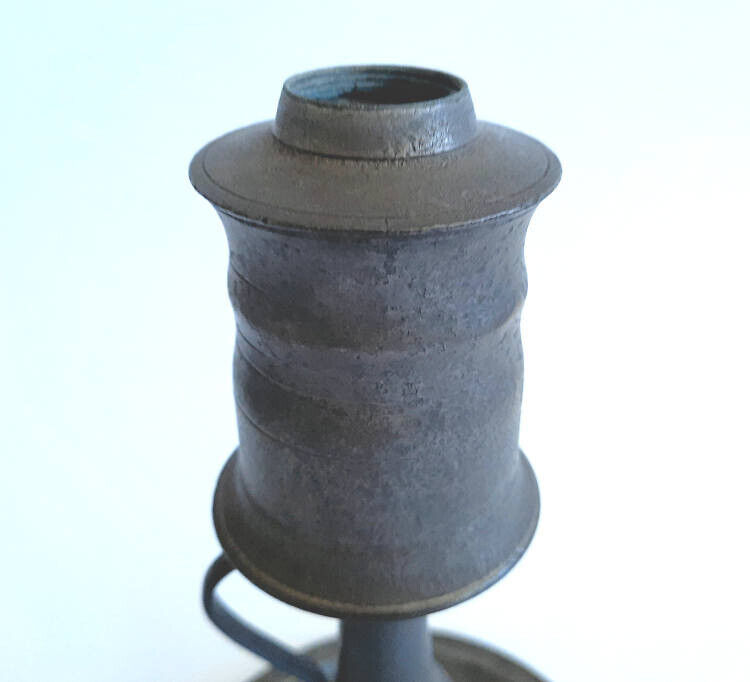 ANTIQUE 1800's PEWTER WHALE OIL LAMP * GREAT AMERICANA PIECE * NO RESERVE