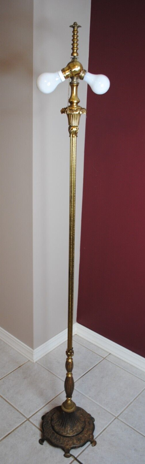 ANTIQUE 1800'S DECORATIVE DUAL SOCKET FLOOR LAMP