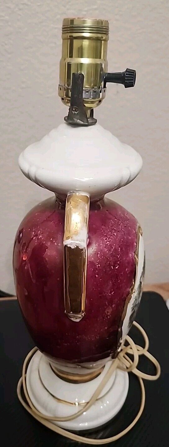 Table Lamp Victorian Colonial Couple George & Martha Porcelain 