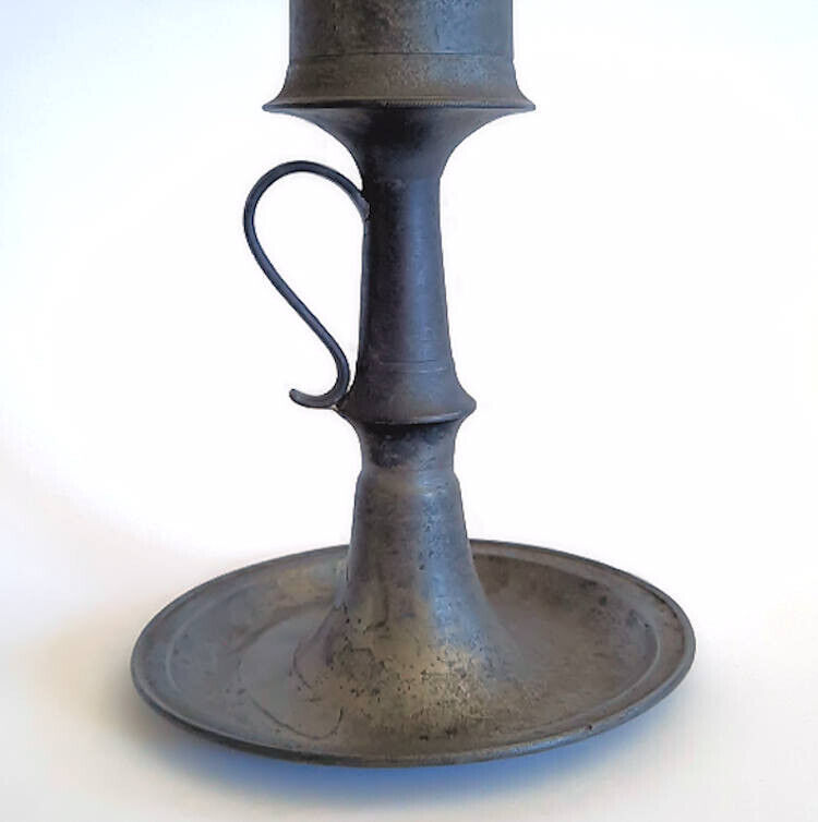 ANTIQUE 1800's PEWTER WHALE OIL LAMP * GREAT AMERICANA PIECE * NO RESERVE