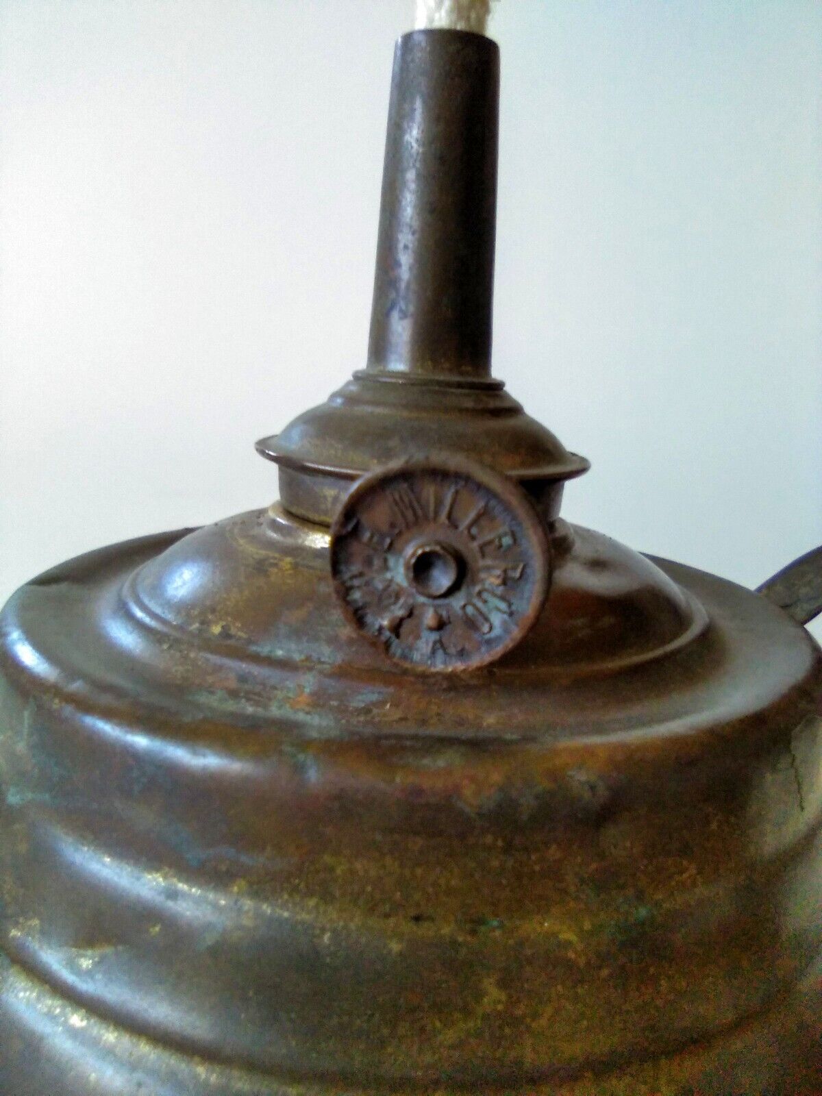 Antique E. Miller Small Single Burner Oil Finger Lamp Mid 1800's