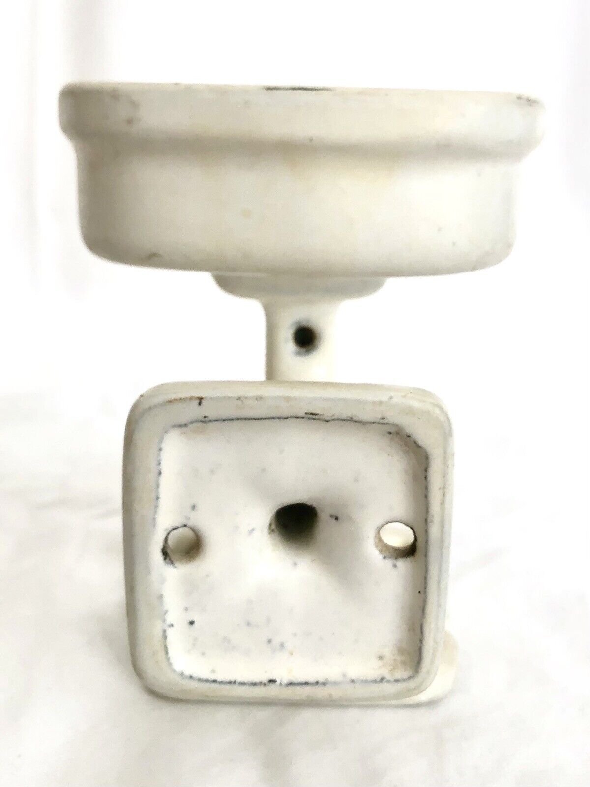 Antique Cast Iron Porcelain Enameled Bathroom Cup Tooth Brush Holder Wall Mount