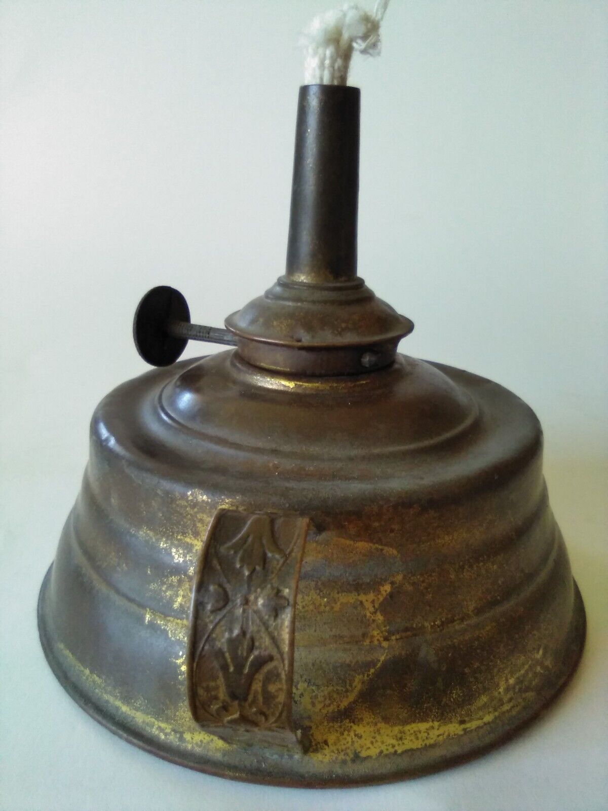 Antique E. Miller Small Single Burner Oil Finger Lamp Mid 1800's