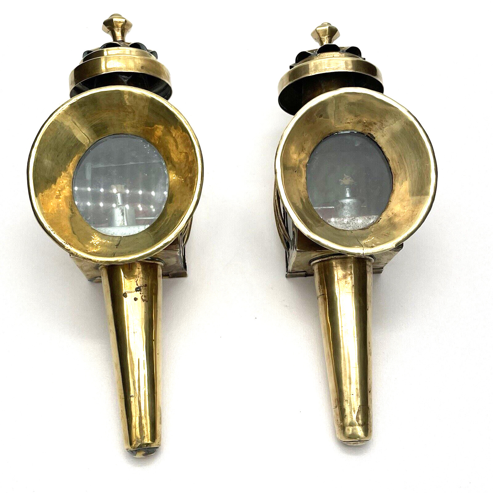 Antique Pair Of Coach Carriage Lanterns Oil Lamps Complete New Wicks