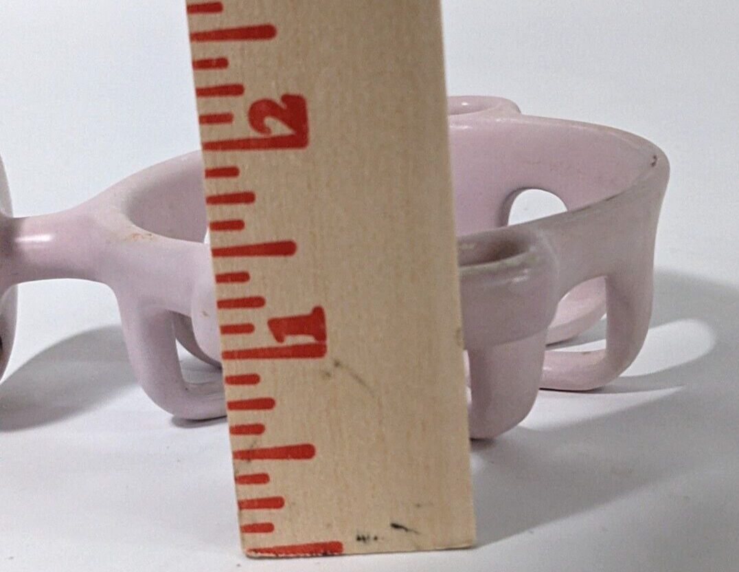 Antique Toothbrush Cup Porcelain Cast Iron Dish Wall Mount Pink Dusty Rose 1950'
