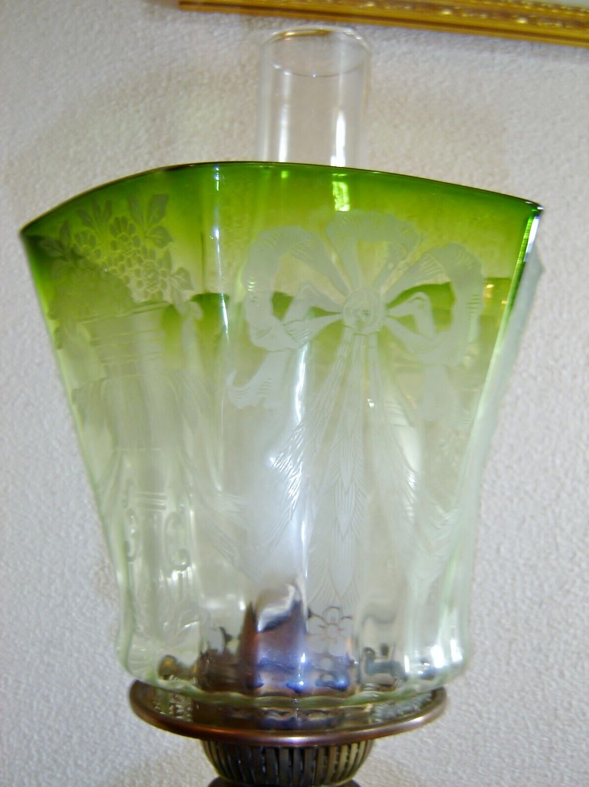 Antique Sheffield Pedestal Art Glass Oil Lamp ca. 1800's