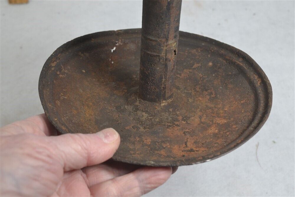 antique grease/whale oil lamp lantern tin two wick spouts 7 in. 18th c original 